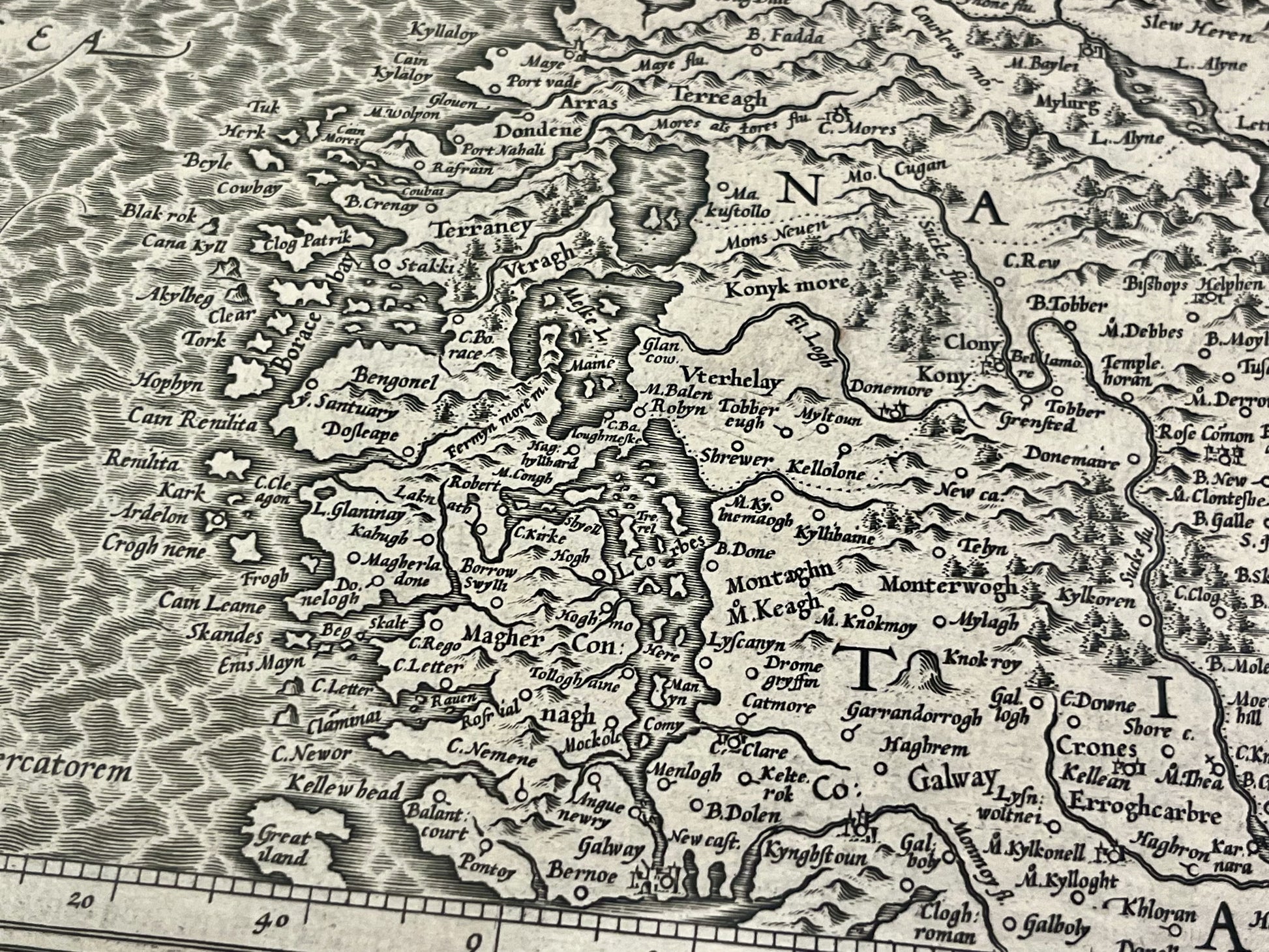 Carte ancienne Royaume Irlande par Mercator