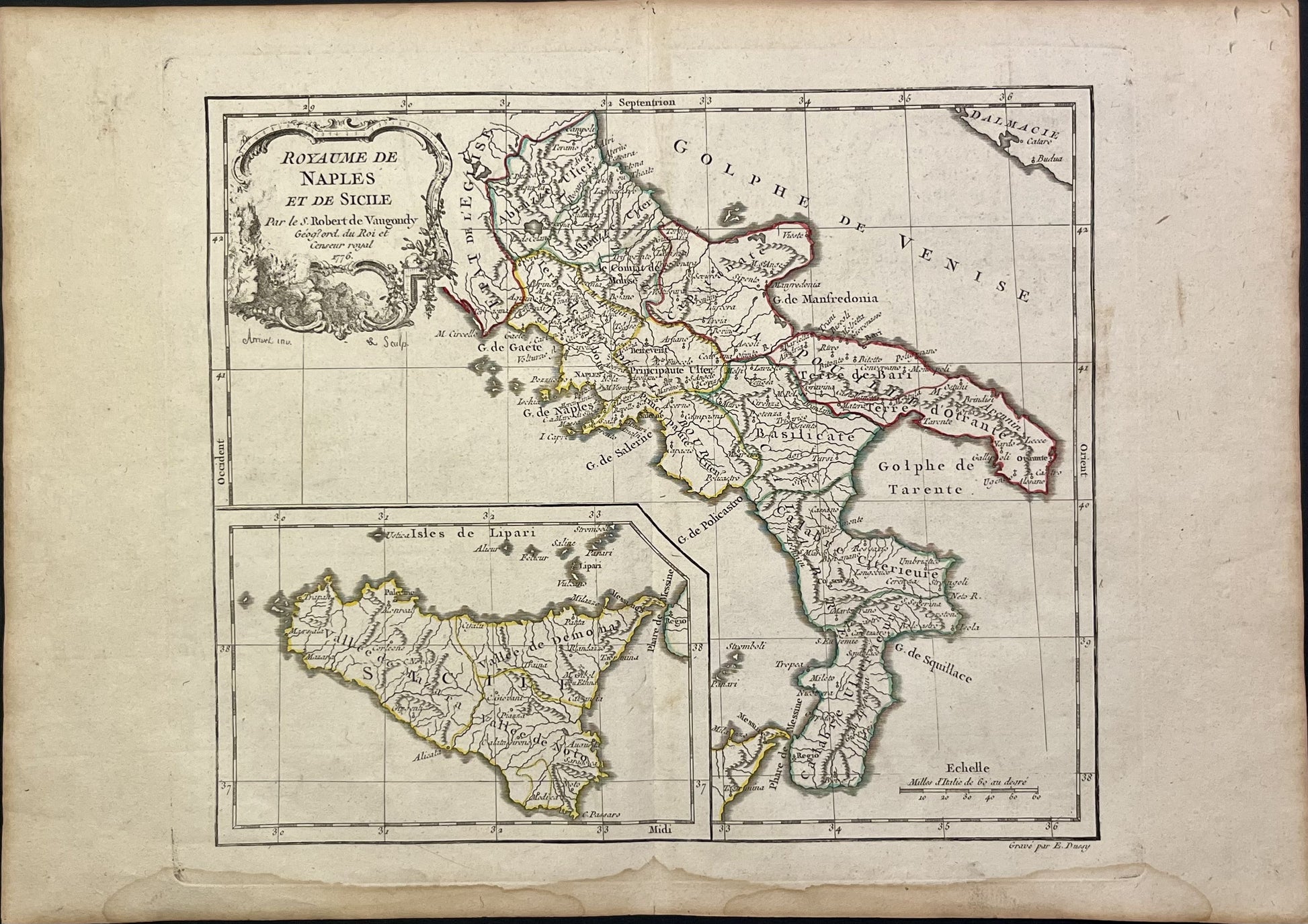 Carte ancienne Royaume de Naples et de Sicile