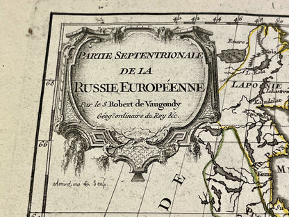 Carte ancienne Russie europeenne par Vaugondy