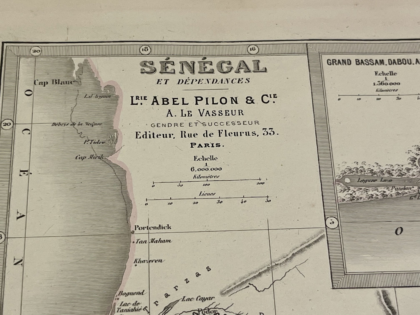 Carte ancienne Senegal par Abel Pilon