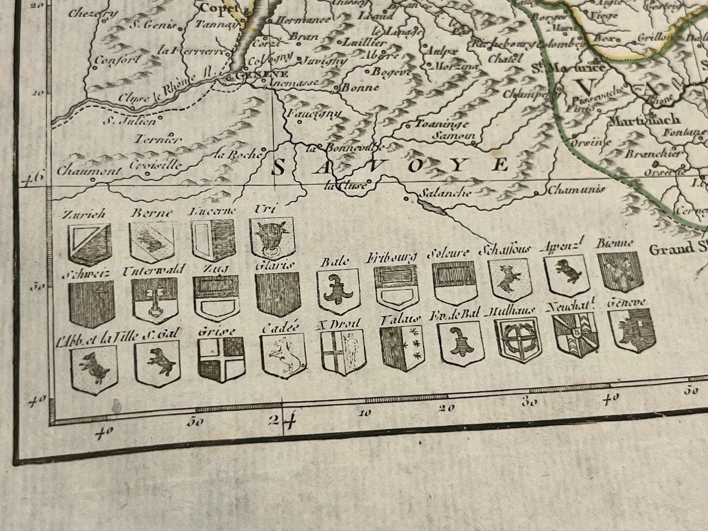 Carte ancienne Suisse avec blasons
