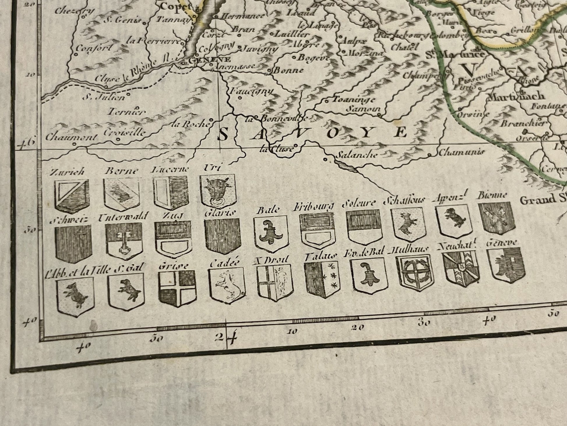 Carte ancienne Suisse avec blasons