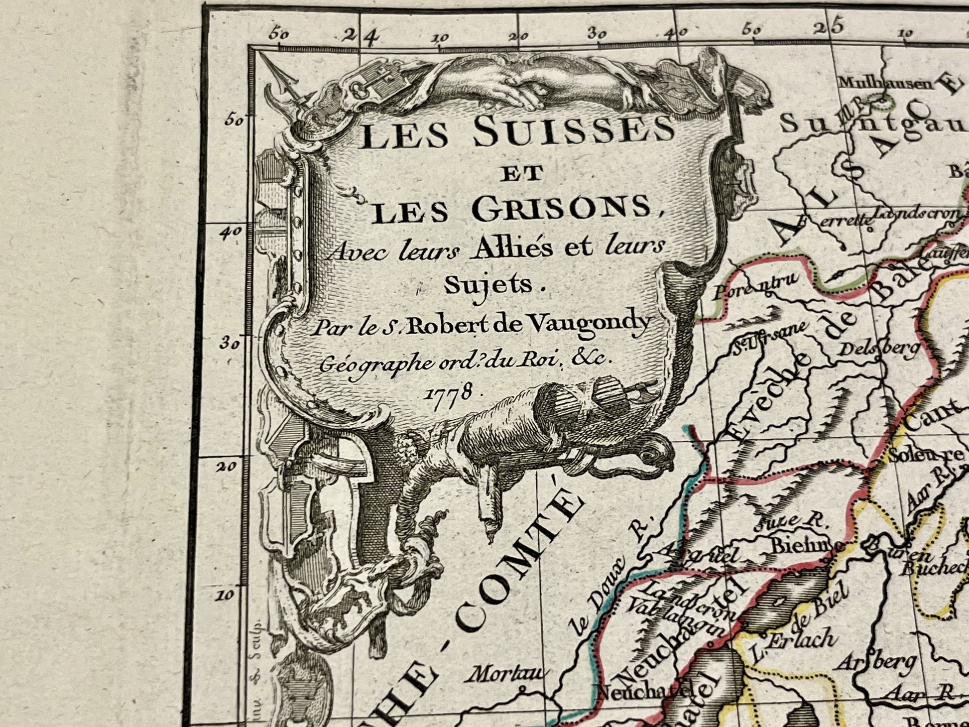 Carte ancienne Suisse et Grisons par Vaugondy