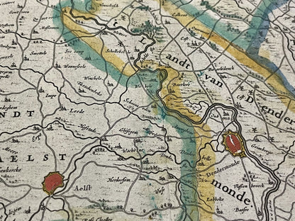 Carte ancienne Termonde et Alost Belgique