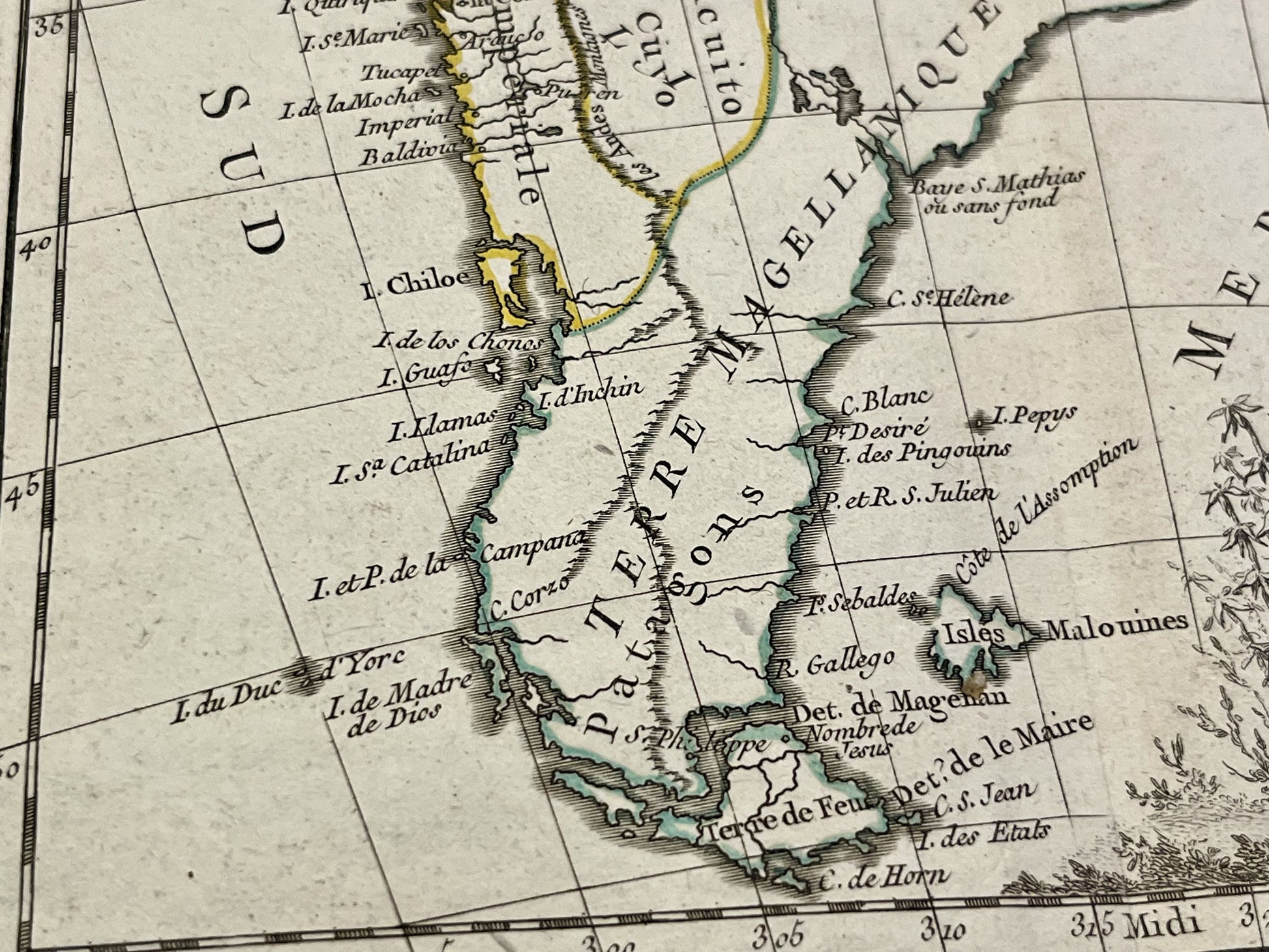 Carte ancienne Terre Magellanique