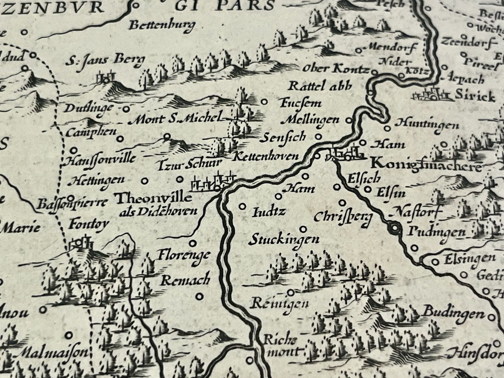 Carte ancienne Thionville Lorraine