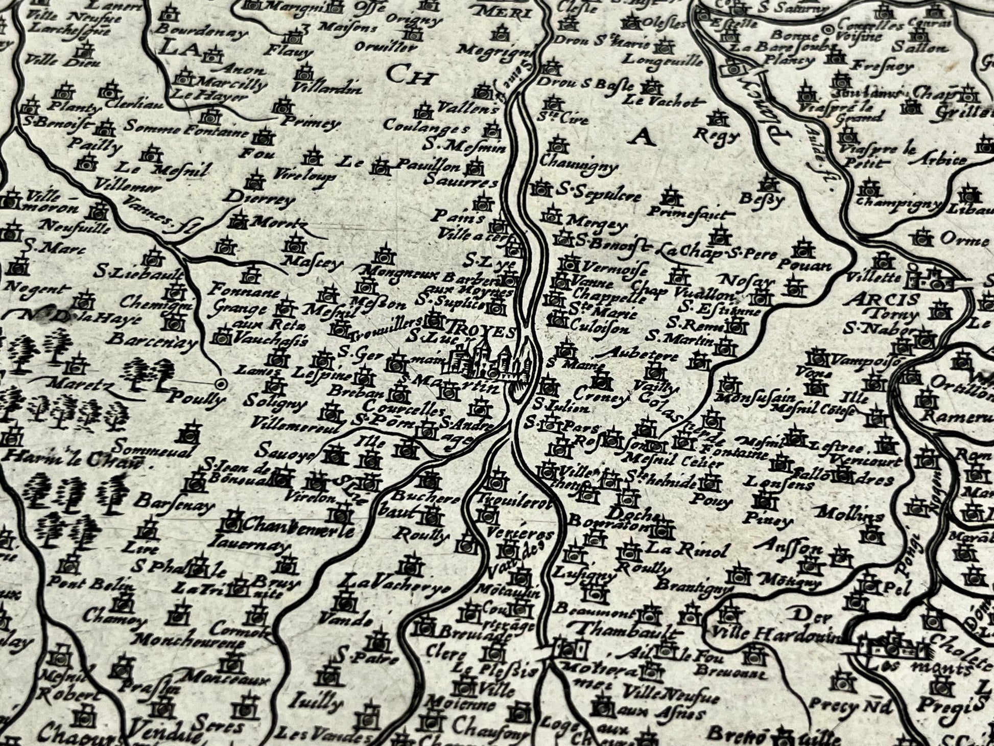 Carte ancienne Troyes en Champagne