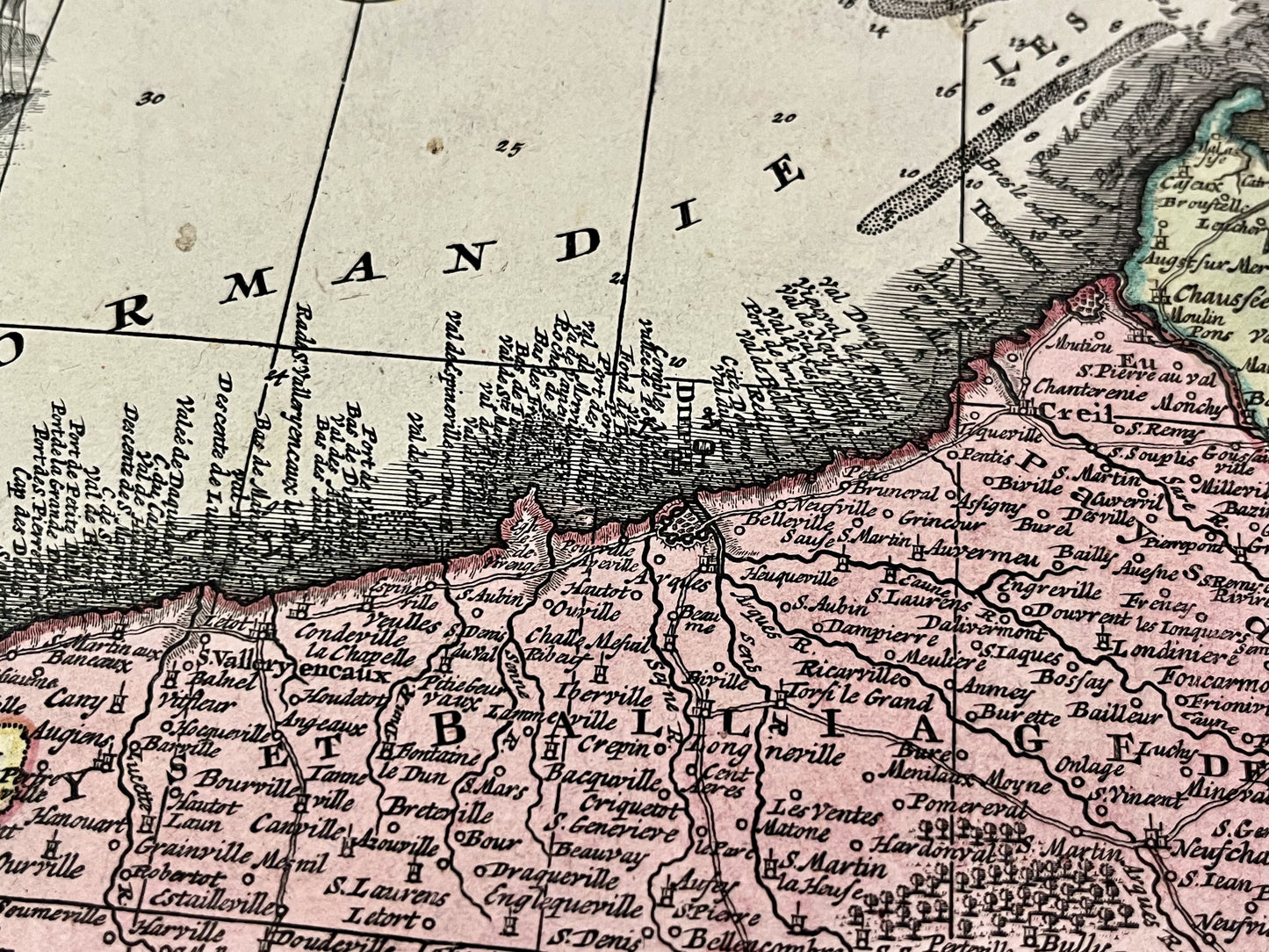 Carte ancienne côte de la Manche Seine-Maritime