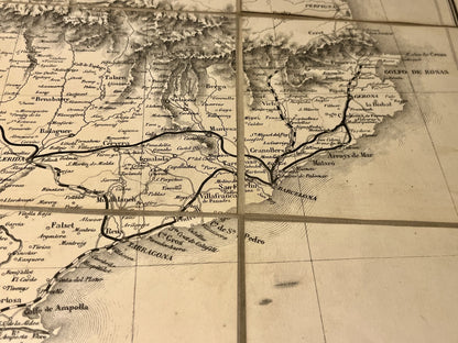 Carte ancienne chemins de Fer Espagne