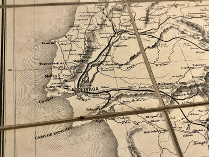 Carte ancienne chemins de Fer Portugal