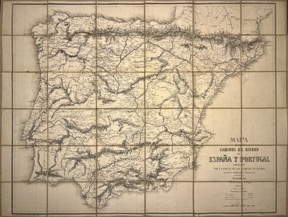 Carte ancienne chemins de fer Espagne et Portugal
