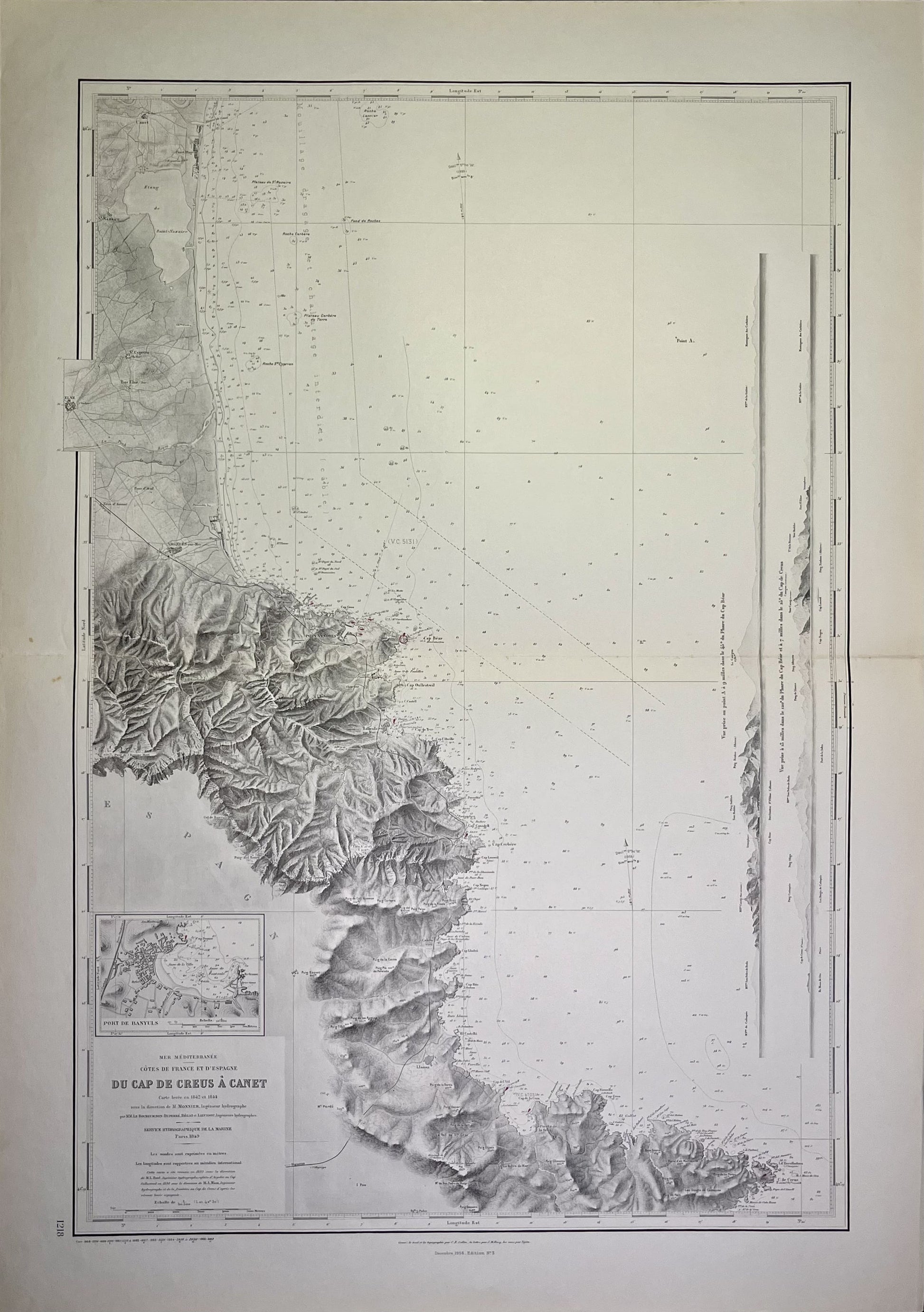 Carte ancienne cote Pyrenees-Orientales