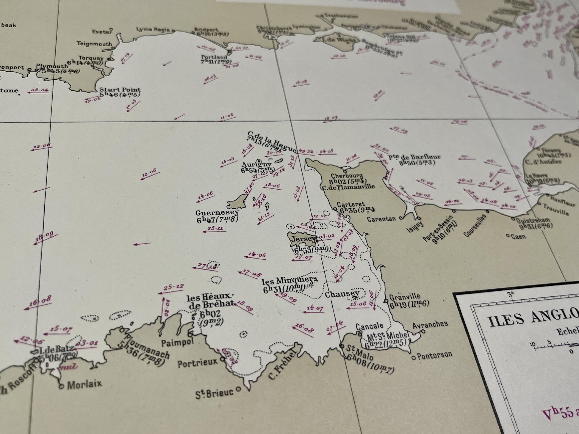 Carte ancienne courants de Maree