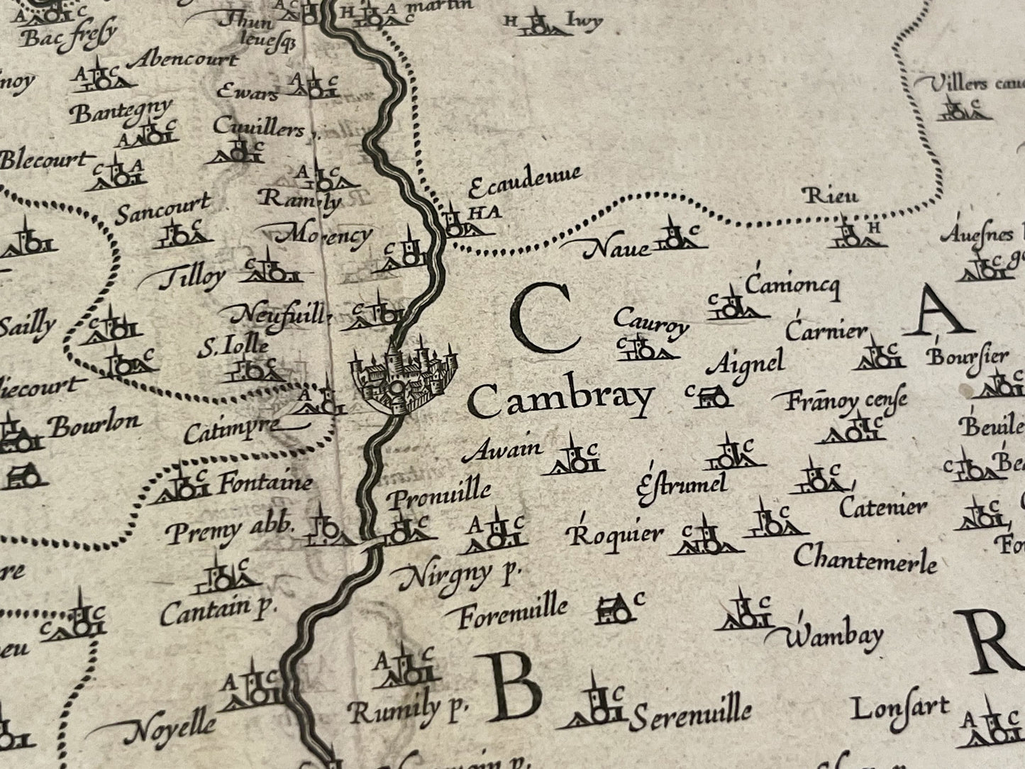 Carte ancienne de Cambrai