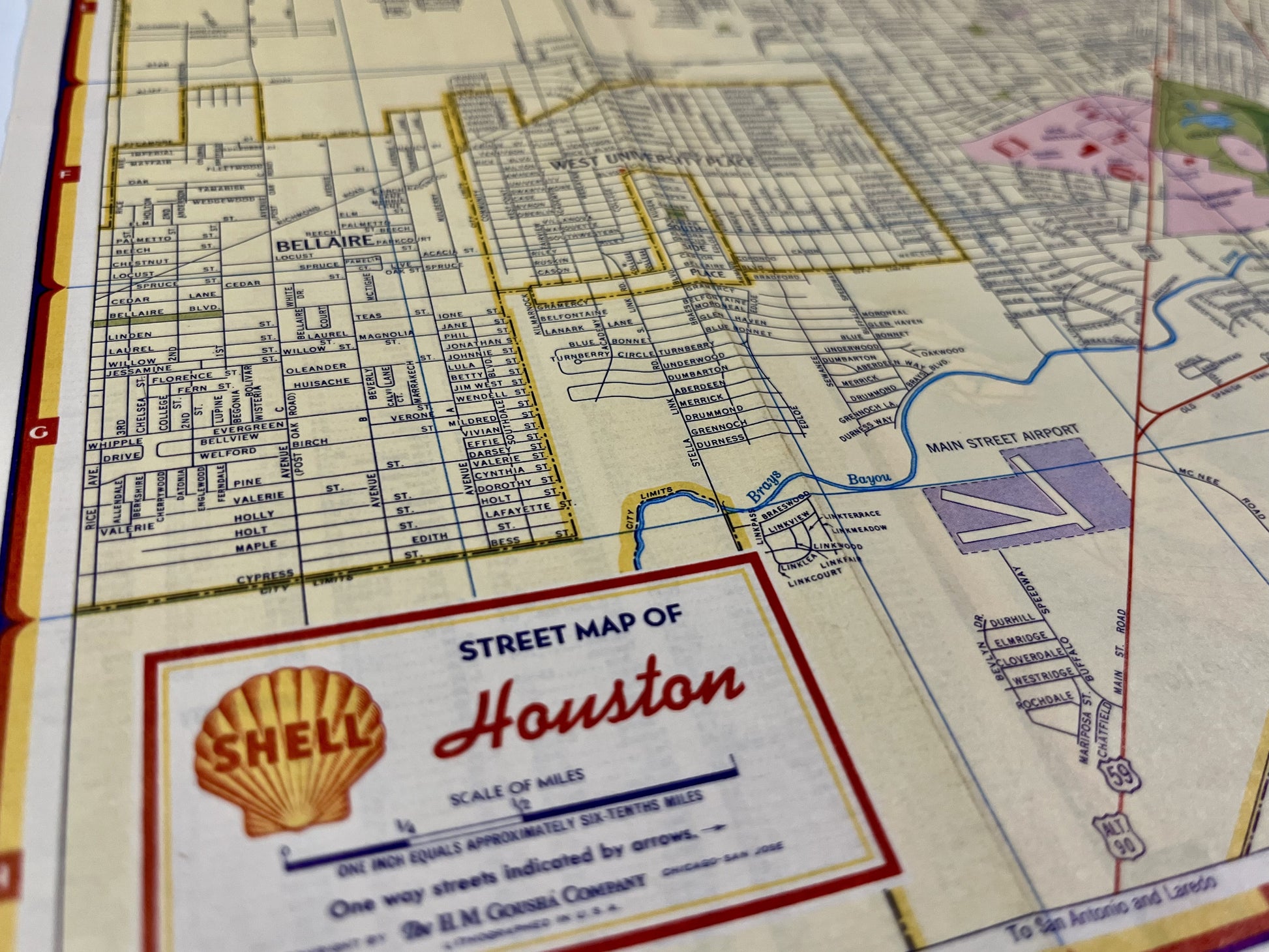 Carte ancienne de Houston, Texas, par Shell