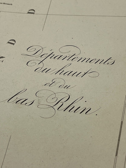 Carte ancienne departements Haut-Rhin et Bas-Rhin