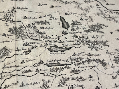 Carte ancienne etangs des Dombes