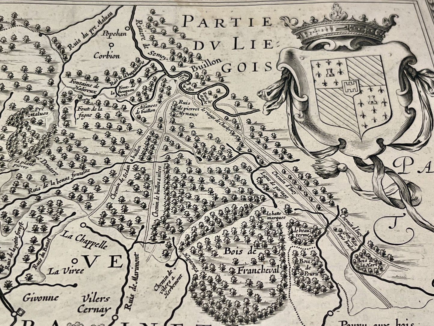 Carte ancienne foret Ardennes