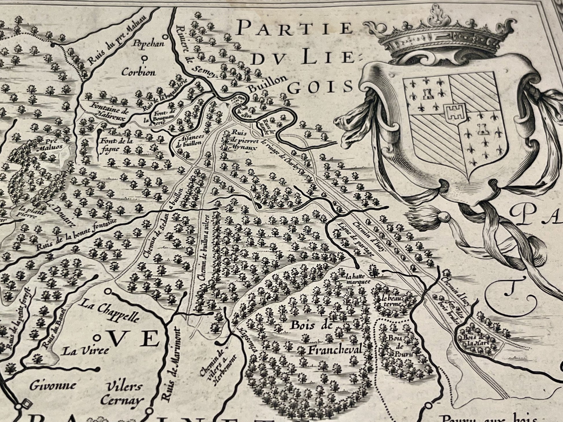 Carte ancienne foret Ardennes