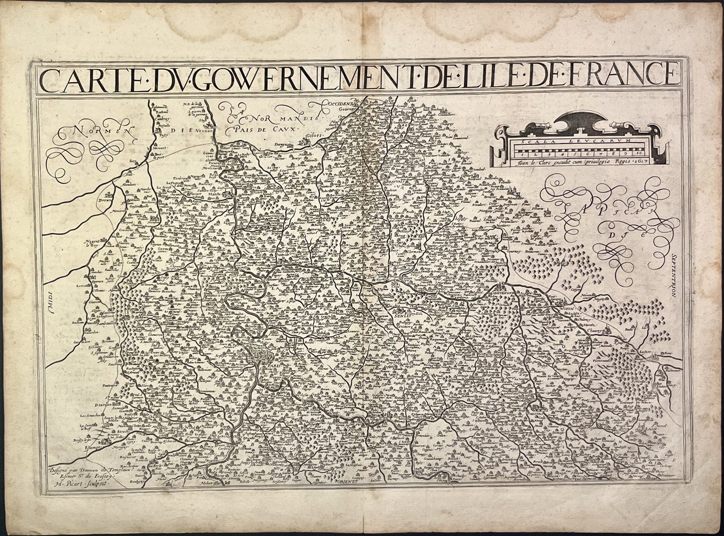 Carte ancienne gouvernement Ile-de-France par Leclerc