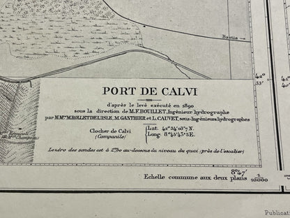 Carte ancienne port de Calvi