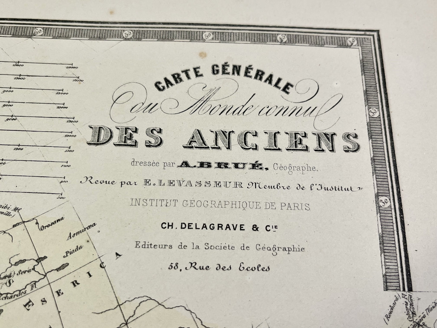 Carte ancienne represantant monde connu anciens Brue