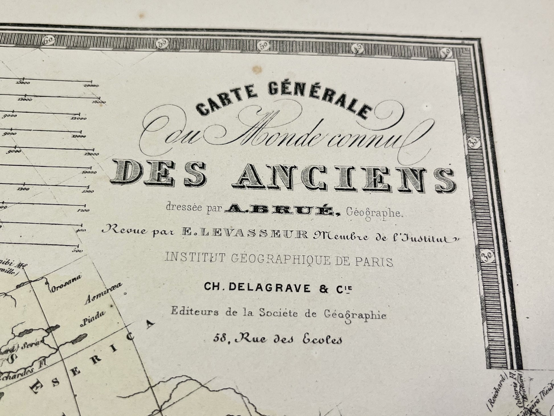 Carte ancienne represantant monde connu anciens Brue