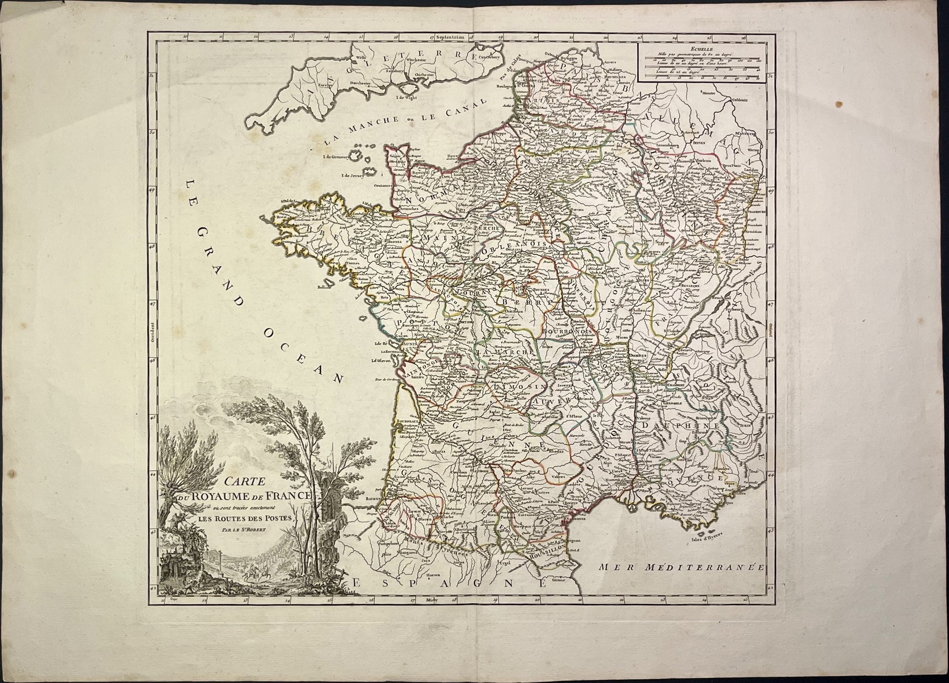 Carte ancienne route des postes