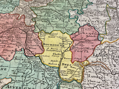 Carte ancienne routes des postes Bourgogne