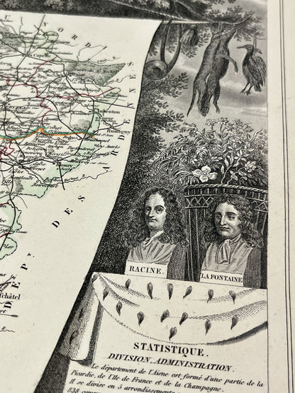 Carte ancienne vintage Aisne