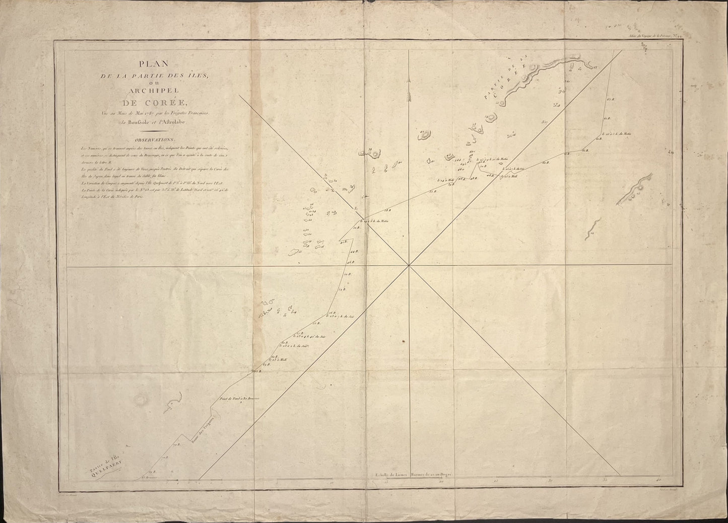 Carte ancienne voyage la Perouse Coree