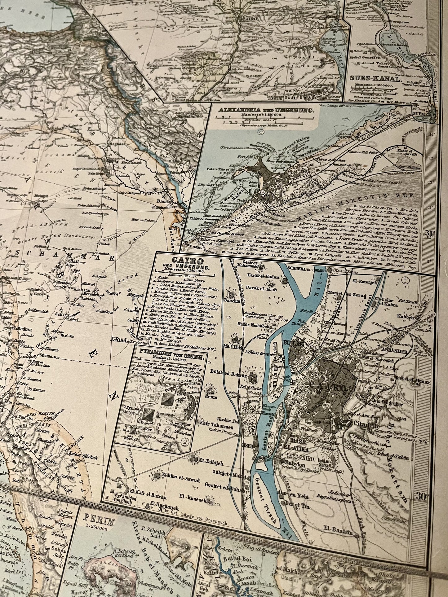 Carte authentique ancienne Afrique Caire Alexandrie