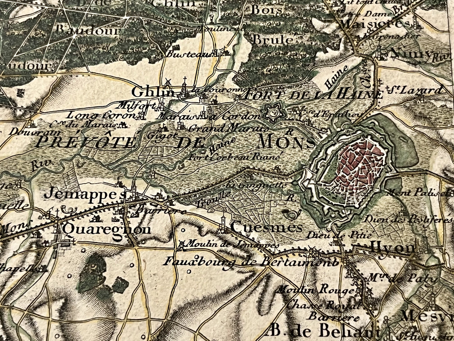 Carte de Ferraris ancienne de Mons