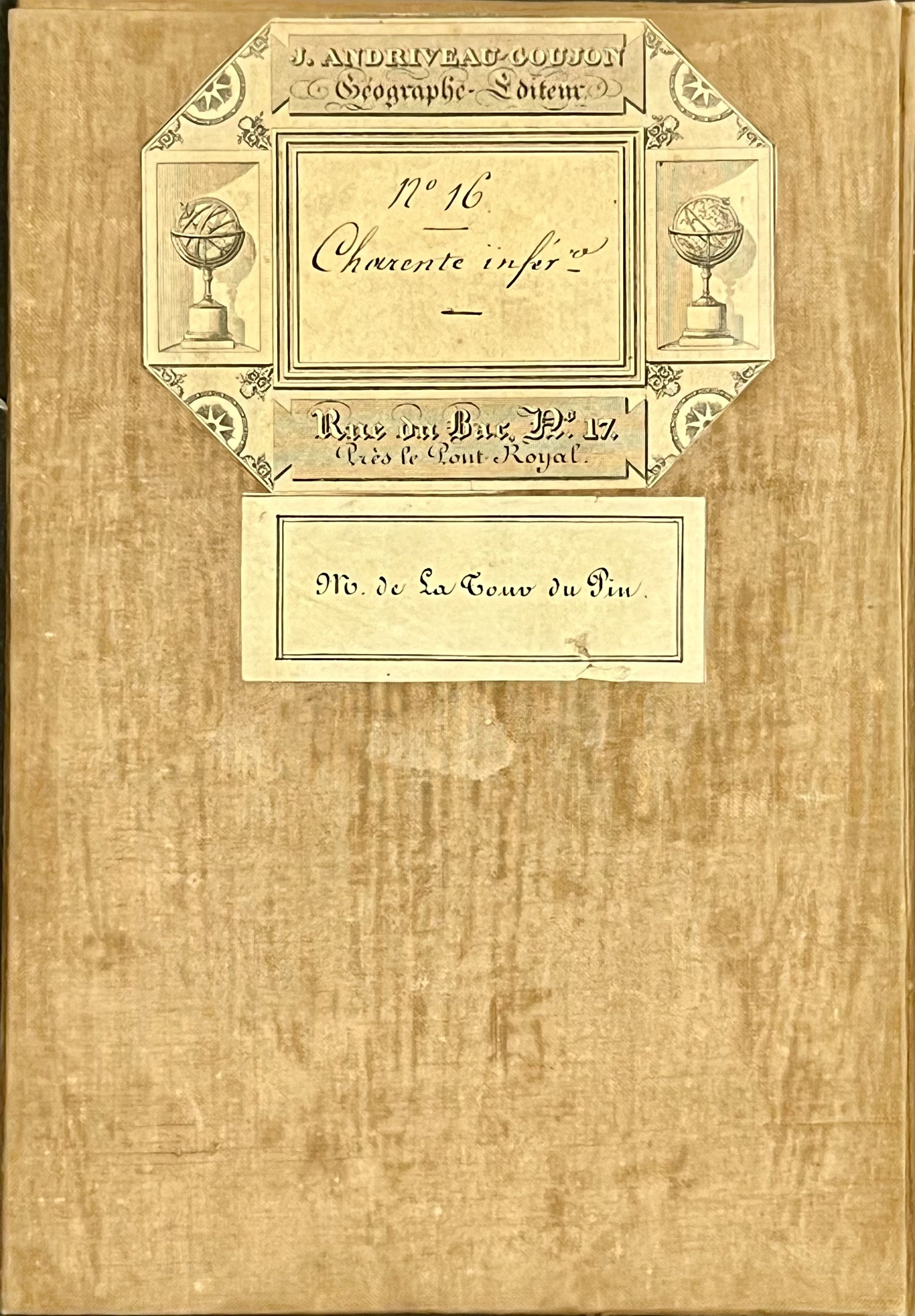 Carte entoilee ancienne Charente Inferieure