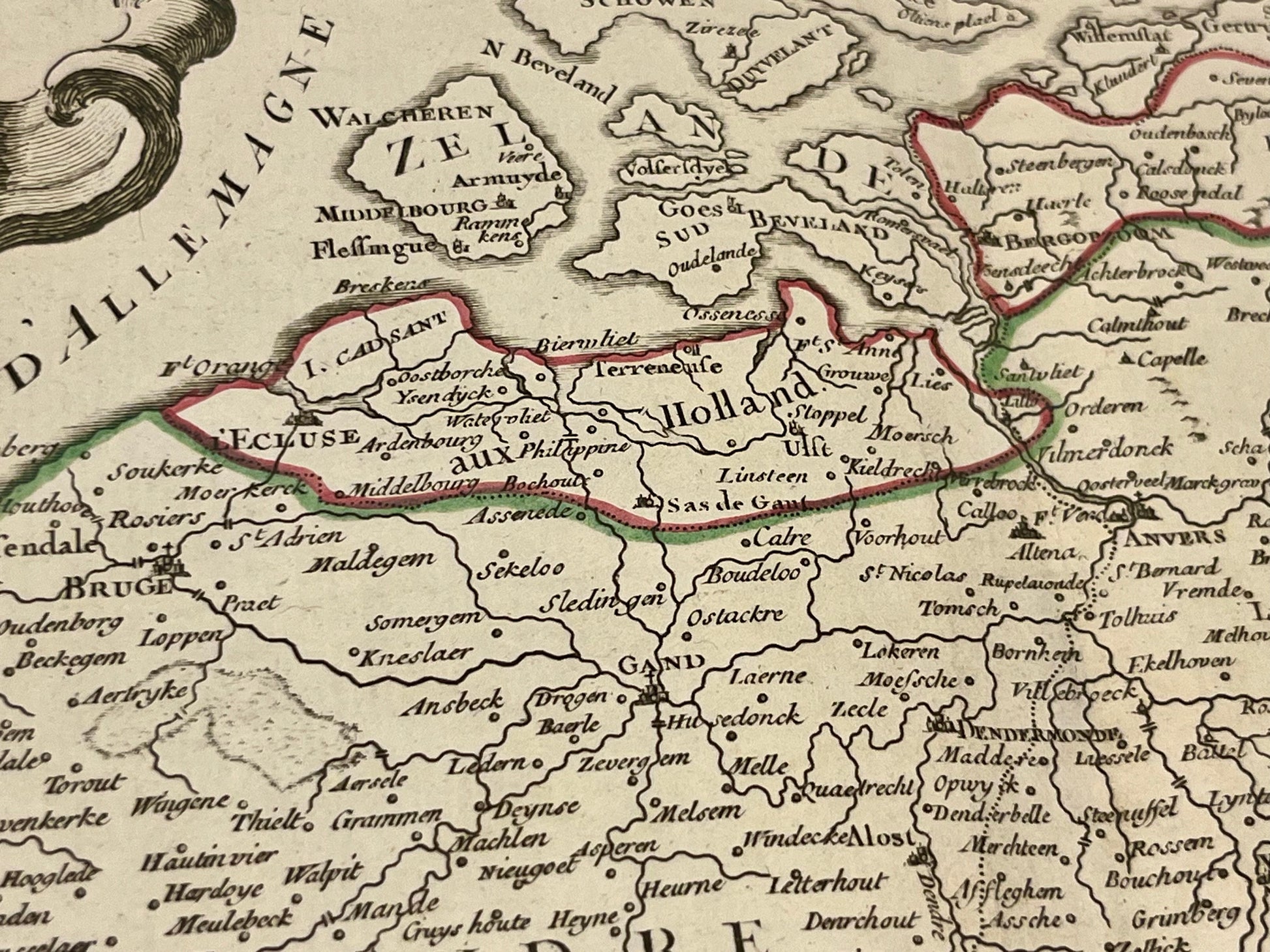 Carte geographique Flandres Belges ancienne