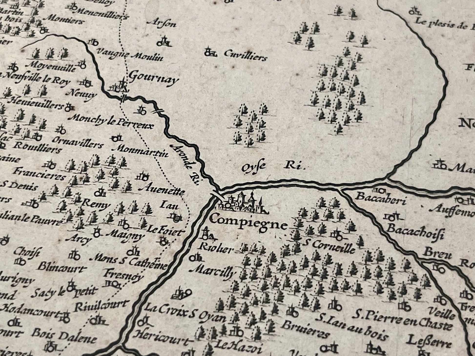 Carte geographique XVIIe Compiegne Oise