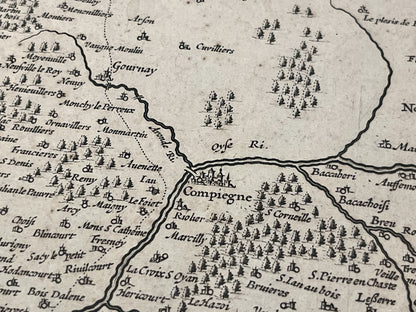 Carte geographique XVIIe Compiegne Oise