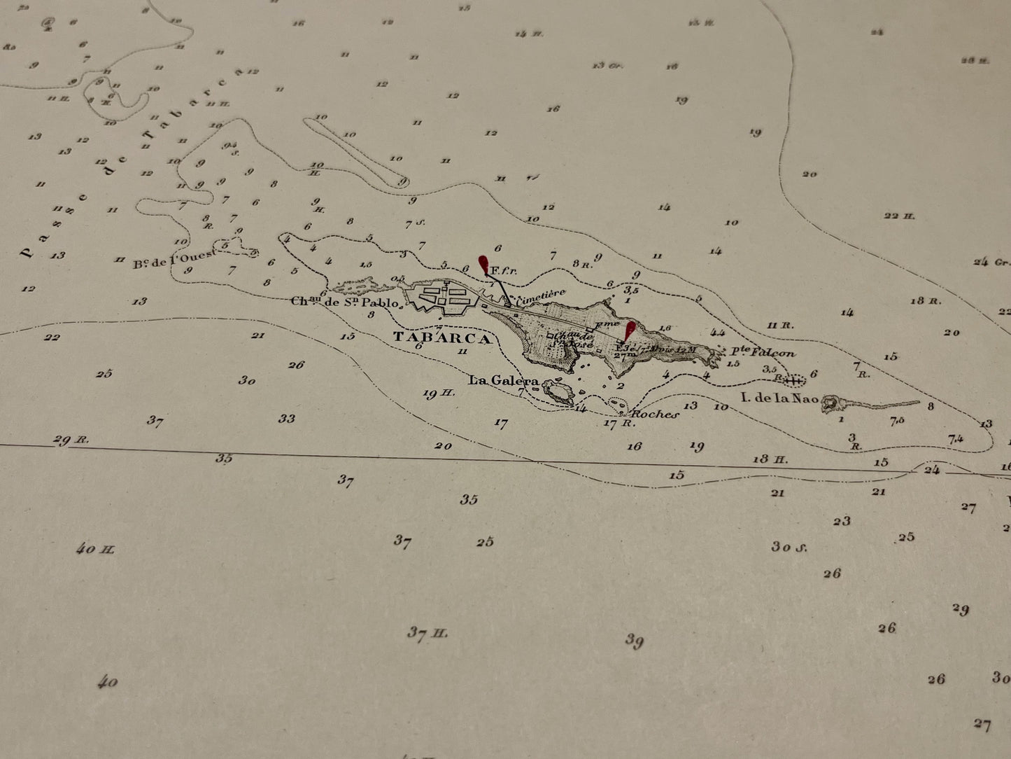 Carte geographique ancienn Ile Tabarca Espagne