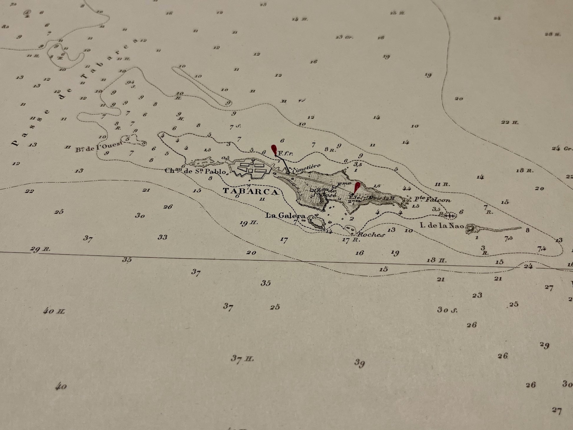Carte geographique ancienn Ile Tabarca Espagne