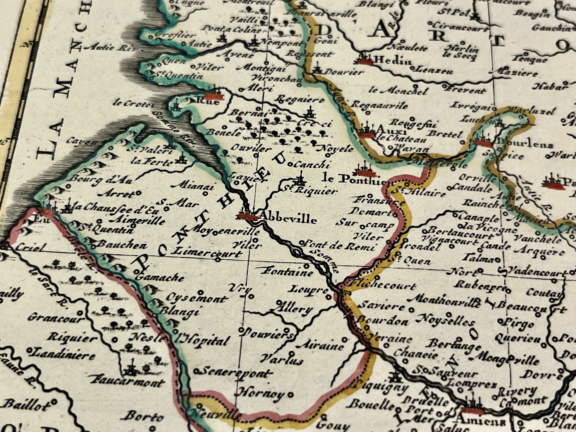 Carte geographique ancienne Abbeville Picardie