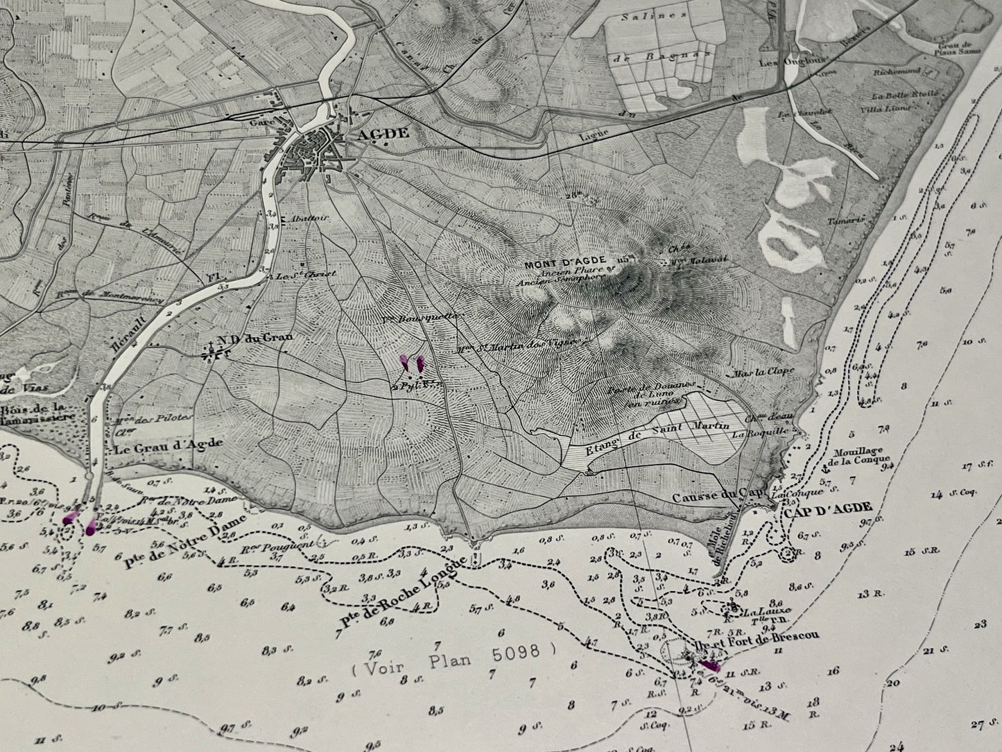 Carte geographique ancienne Agde