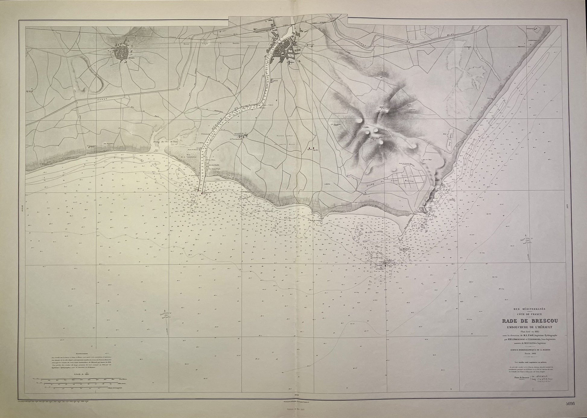 Carte geographique ancienne Agde Brescou