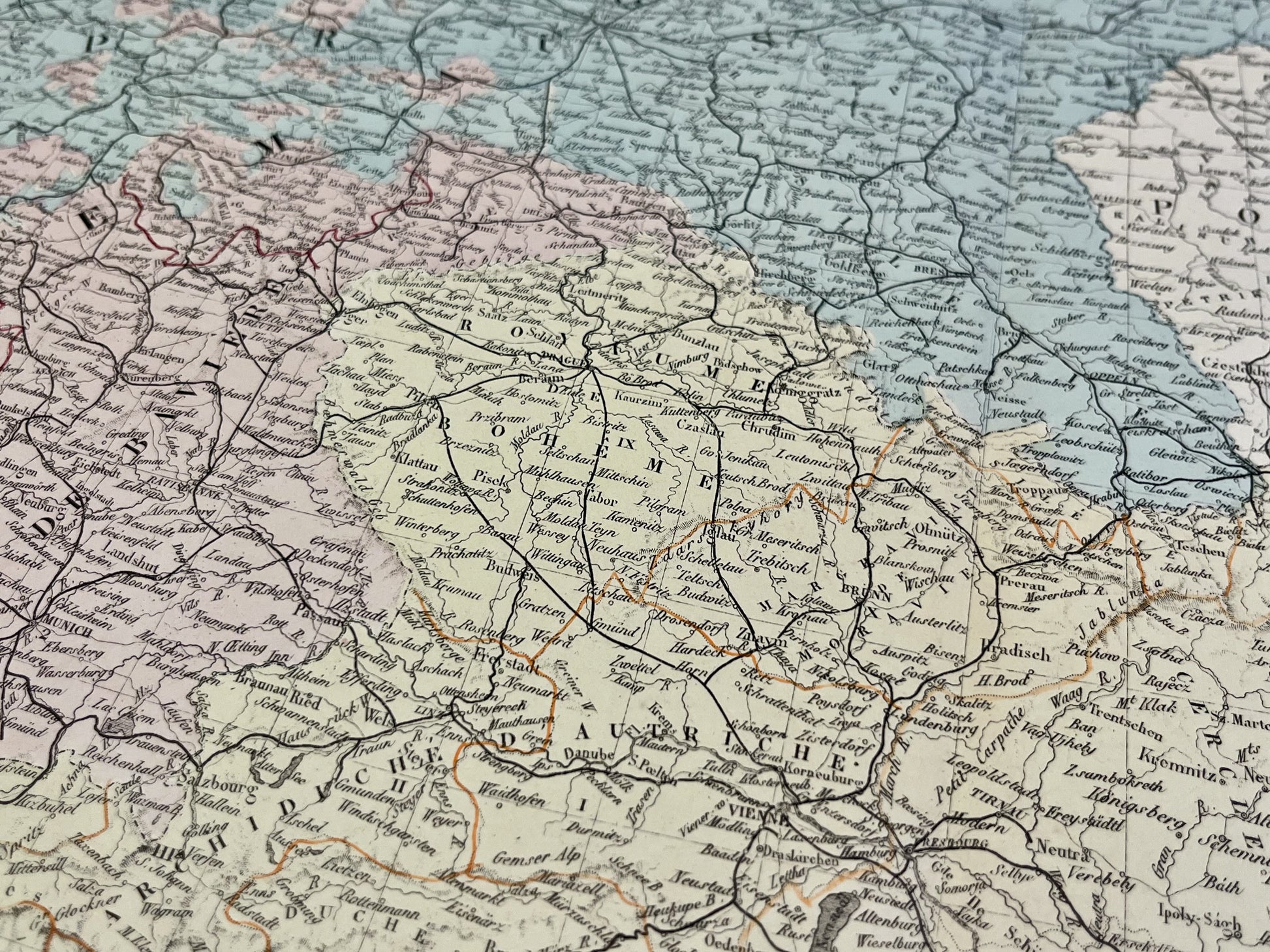 Carte geographique ancienne Allemagne Autriche