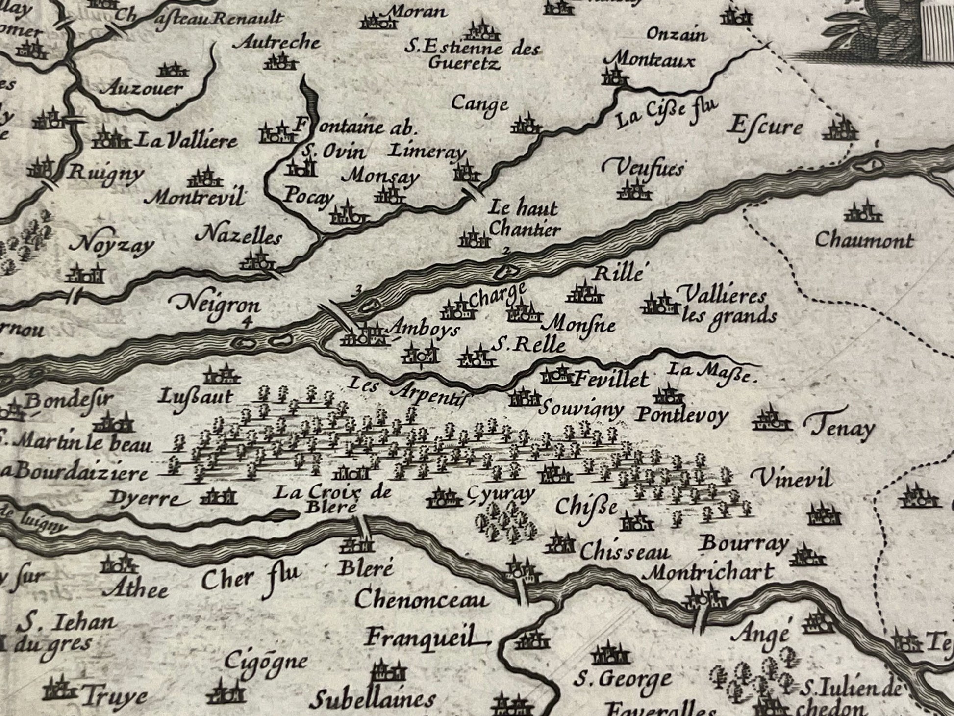 Carte geographique ancienne Amboise Touraine