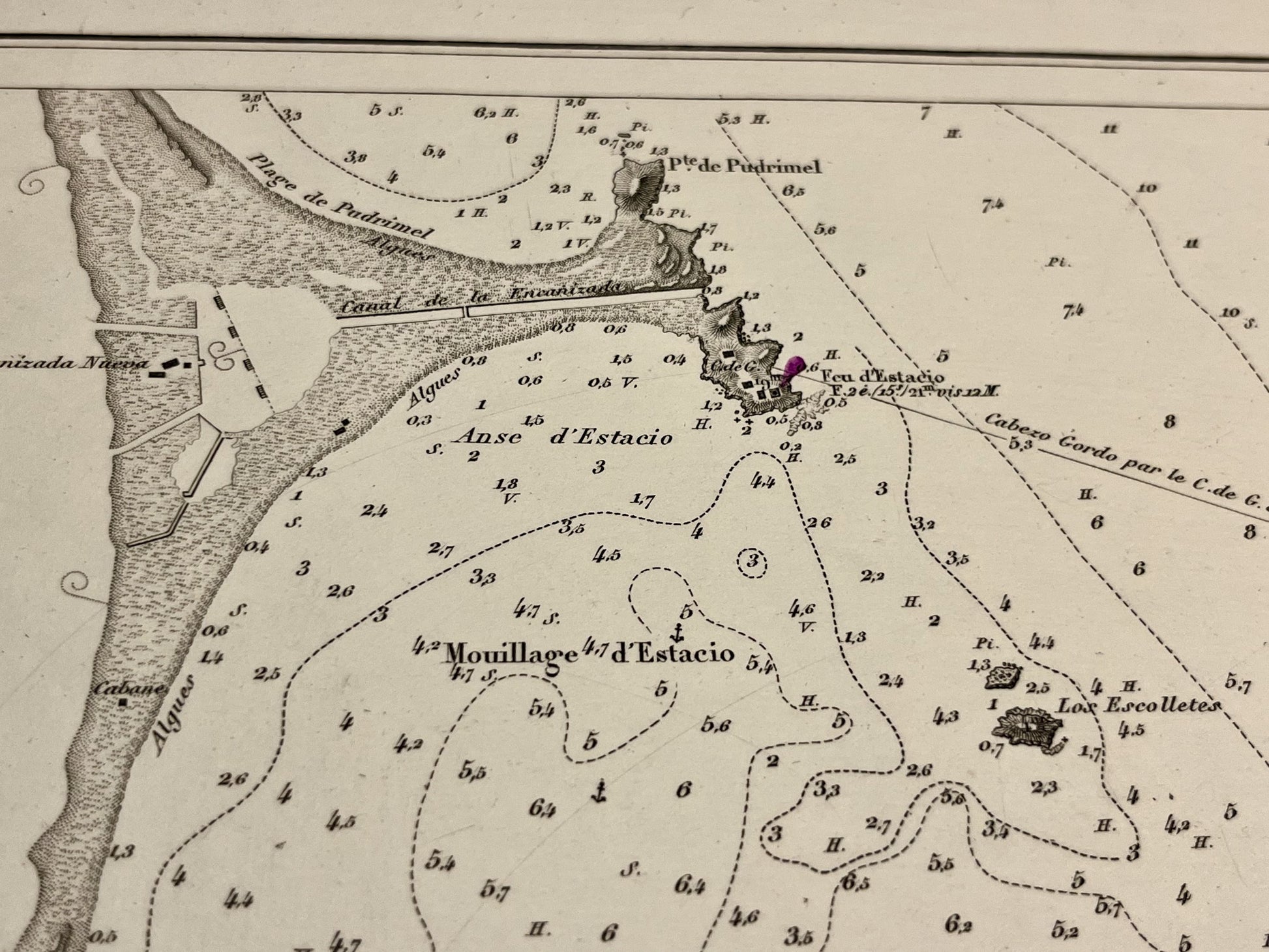 Carte geographique ancienne Anse Estacio Espagne