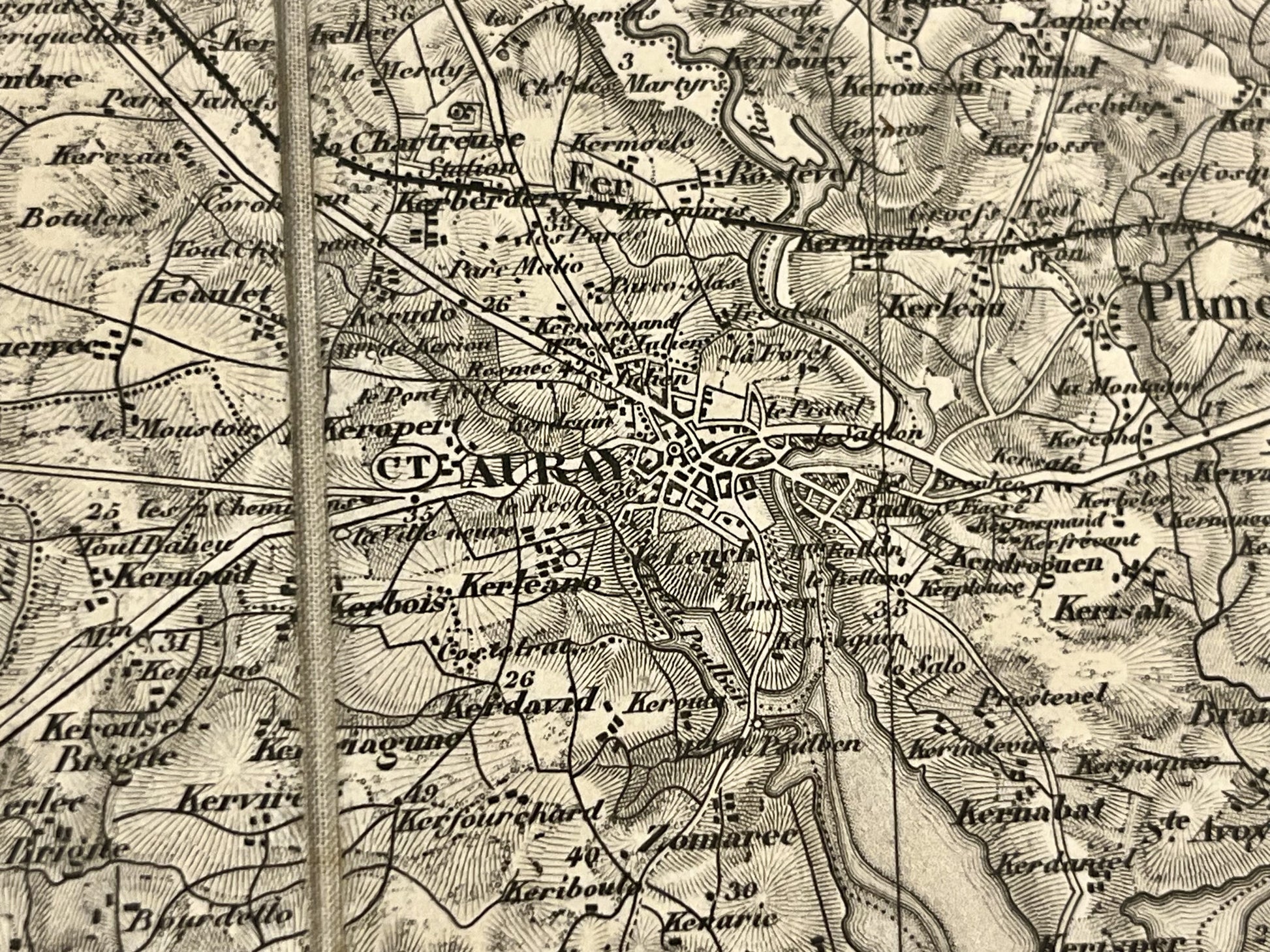Carte geographique ancienne Auray