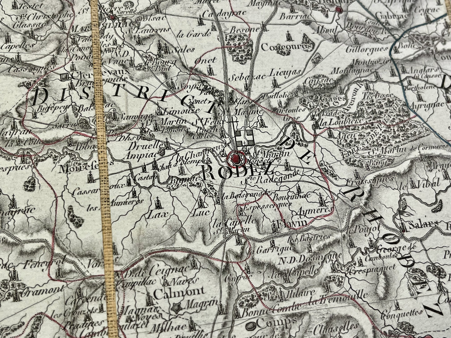 Carte geographique ancienne Aveyron Rodez