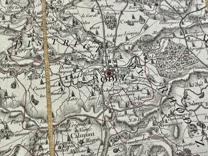 Carte geographique ancienne Aveyron Rodez