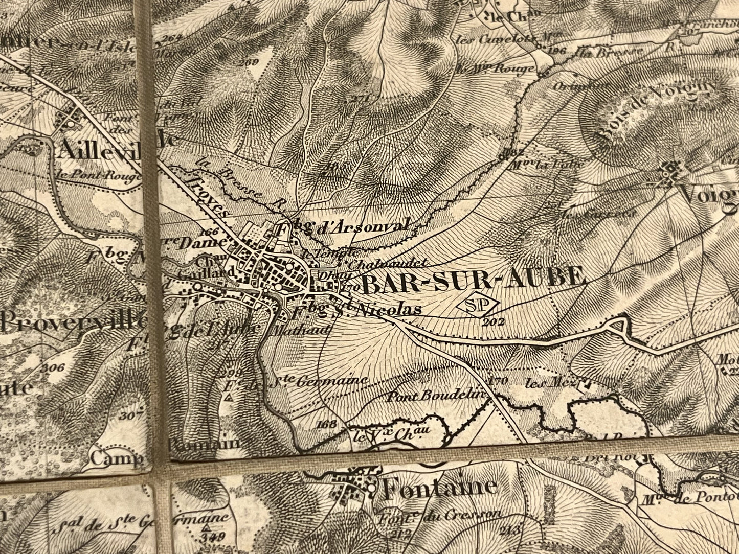 Carte geographique ancienne Bar-sur-Aube