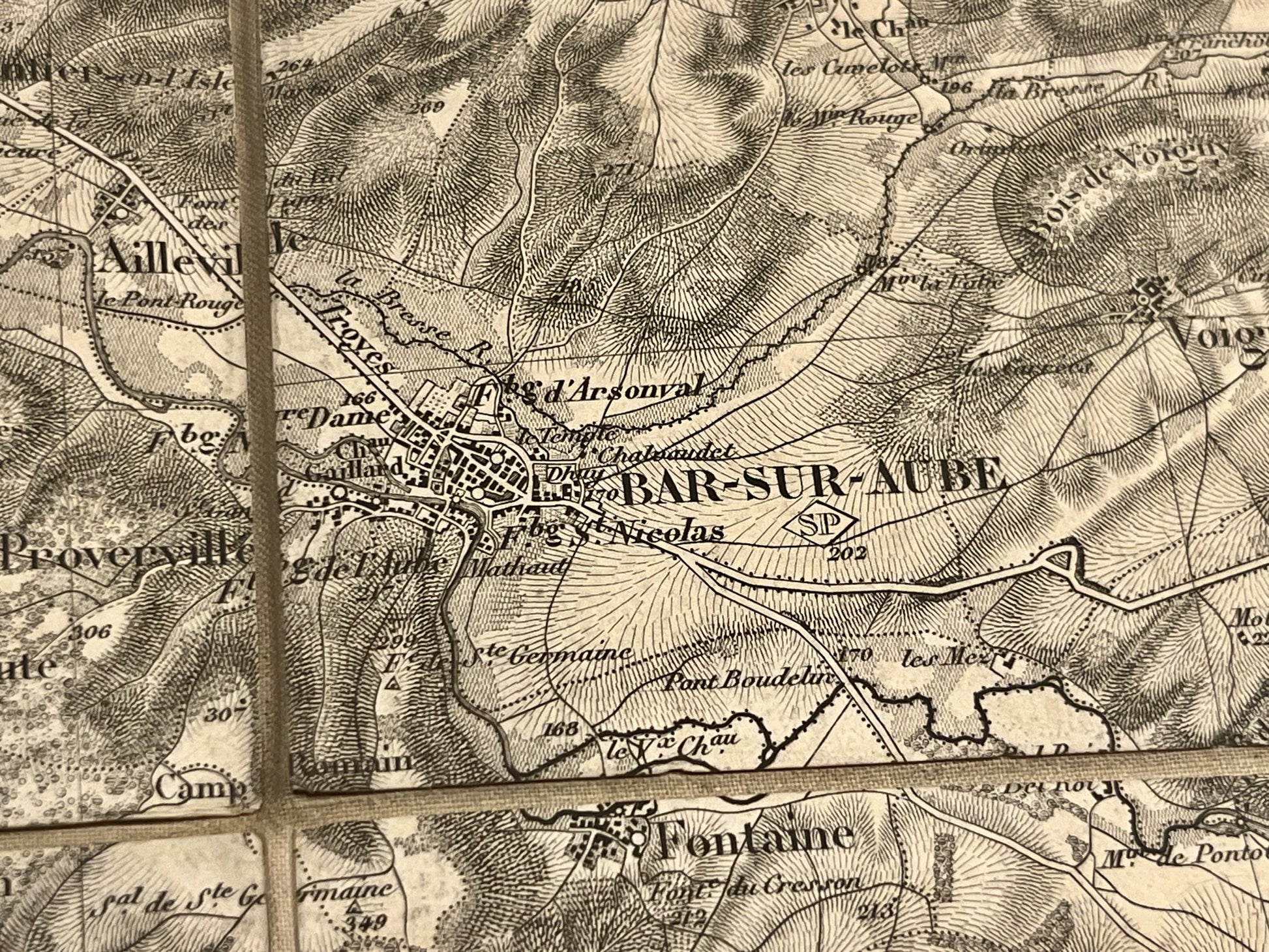 Carte geographique ancienne Bar-sur-Aube